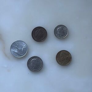 Five Europe vintage coins
